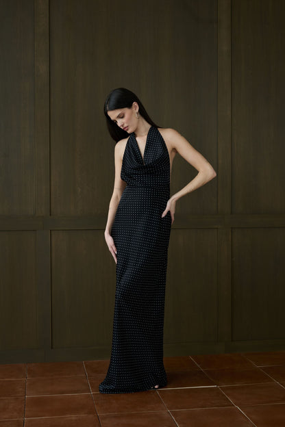 Cowl Halter Maxi Dress