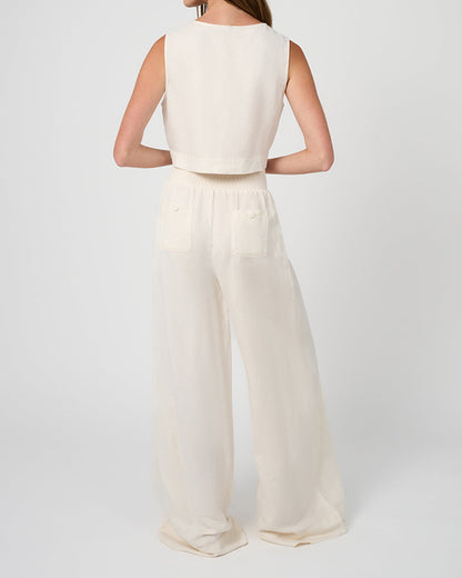 Button Front Palazzo Pant