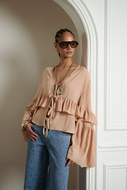 Ruffle Tie Front Top