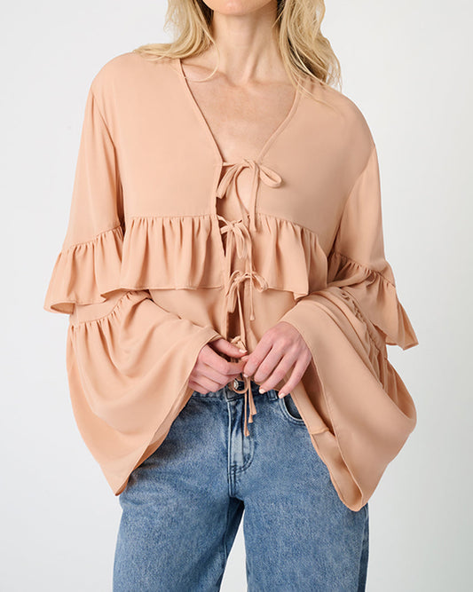 Ruffle Tie Front Top