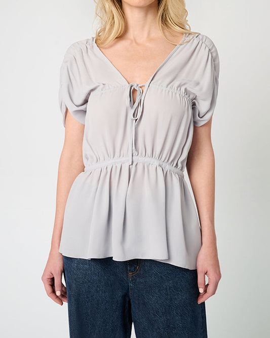 Gathered Cap Short Sleeve Top