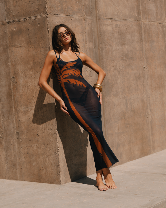 Mesh Scoop Maxi Slip Dress