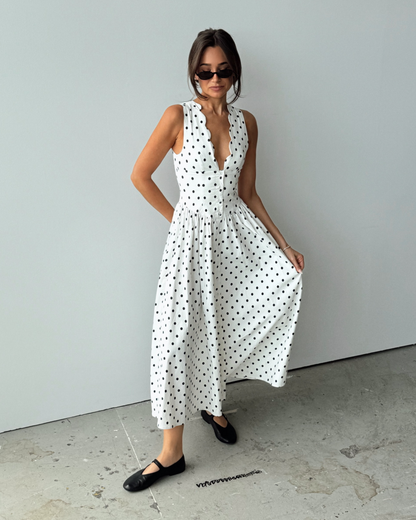 Button Front Scallop Dress