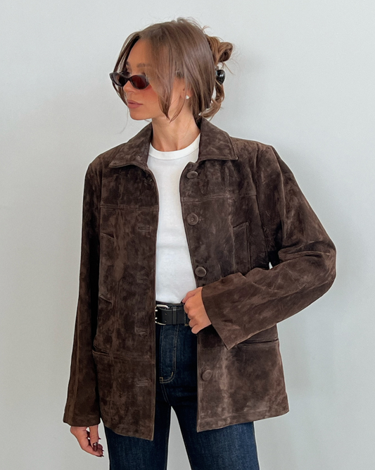 Premium Suede Button Front Jacket