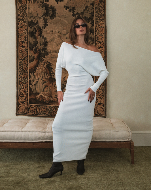 Off Shoulder Sweater Midi Dress