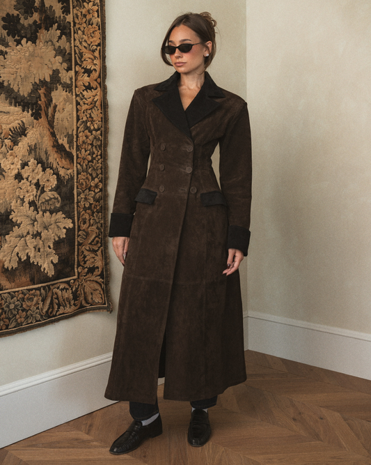Premium Double Breasted Suede Coat