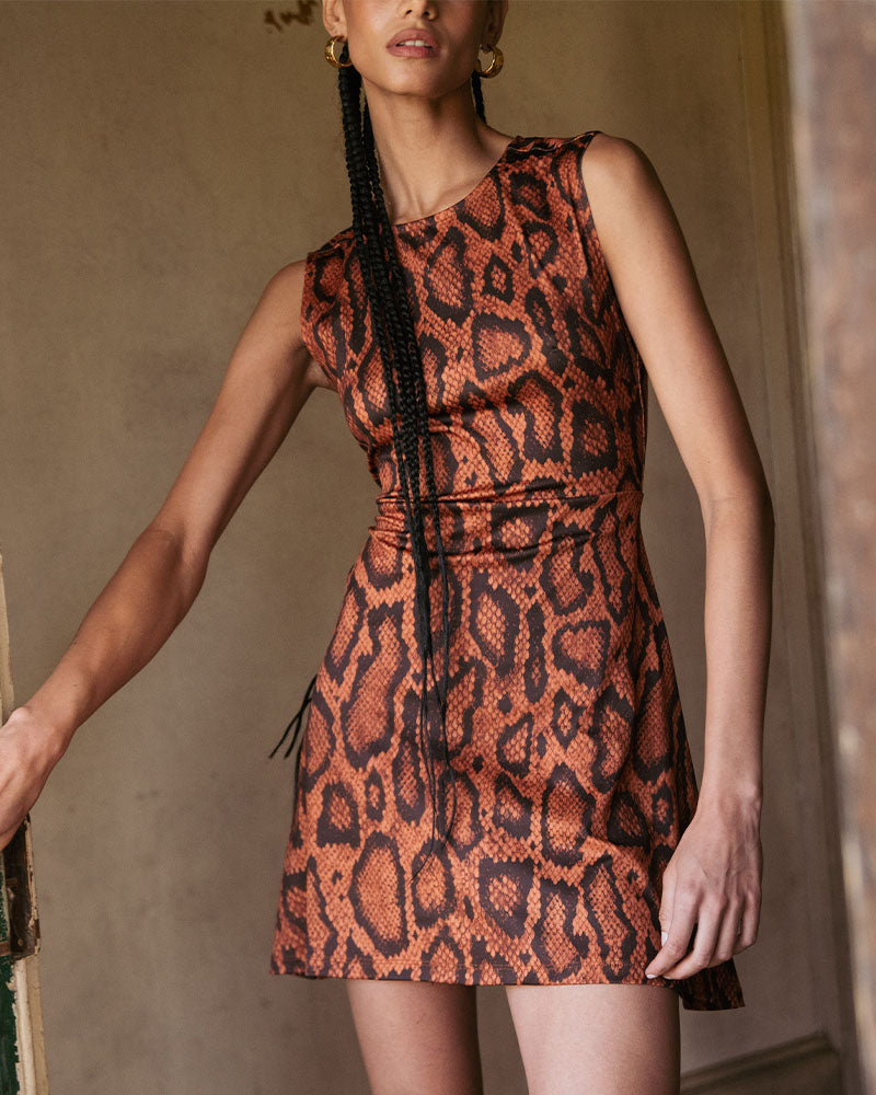 Muscle Tank Snake Print Mini Dress